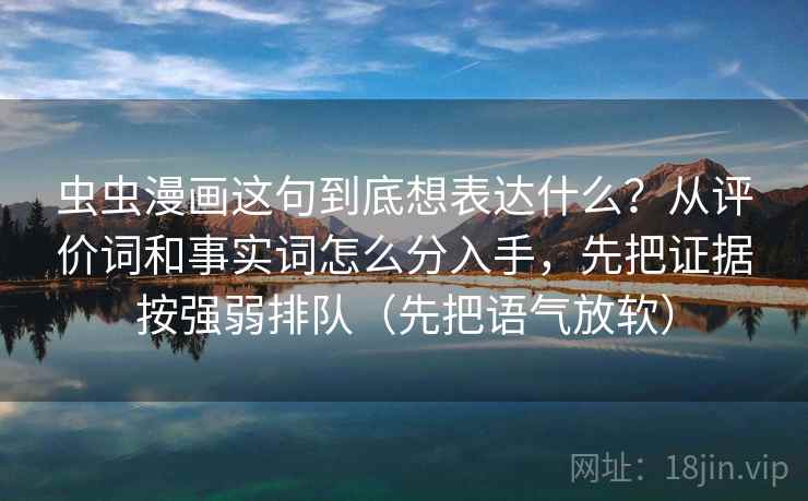 虫虫漫画这句到底想表达什么？从评价词和事实词怎么分入手，先把证据按强弱排队（先把语气放软）