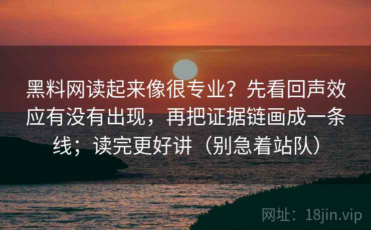 黑料网读起来像很专业？先看回声效应有没有出现，再把证据链画成一条线；读完更好讲（别急着站队）